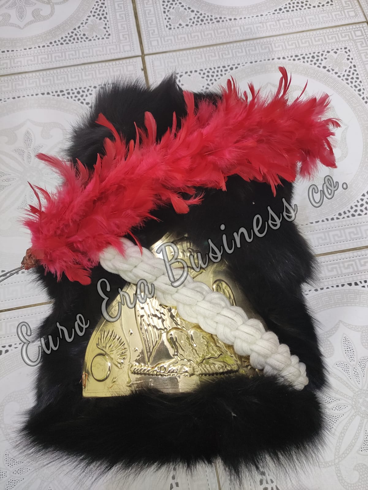 Napoleonic French Imperial Guards Military Officer Shako Hat Bear Skin Hairs