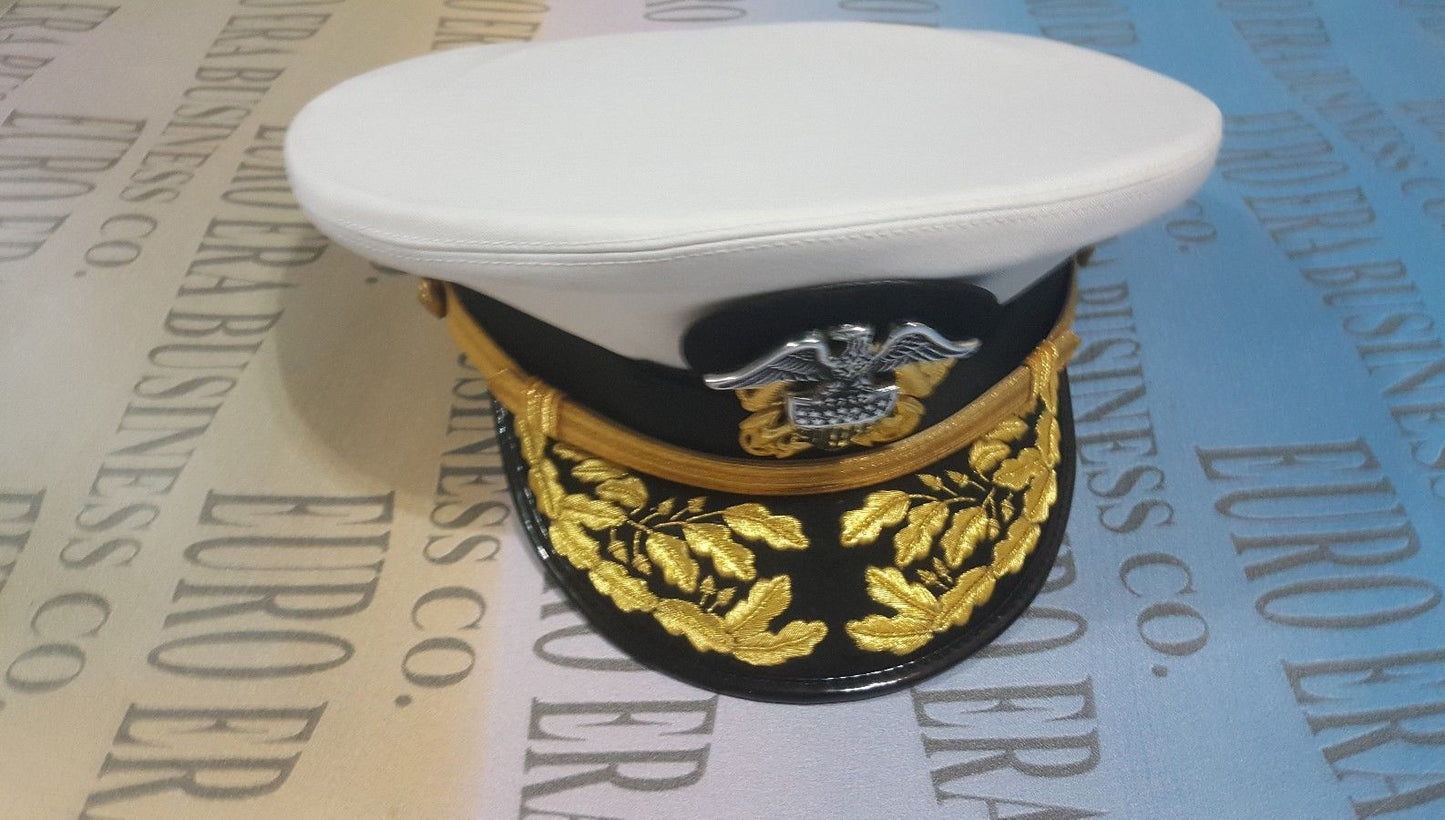 WW1 WW2 US NAVY ADMIRAL OFFICER PEAKED CAP HAT