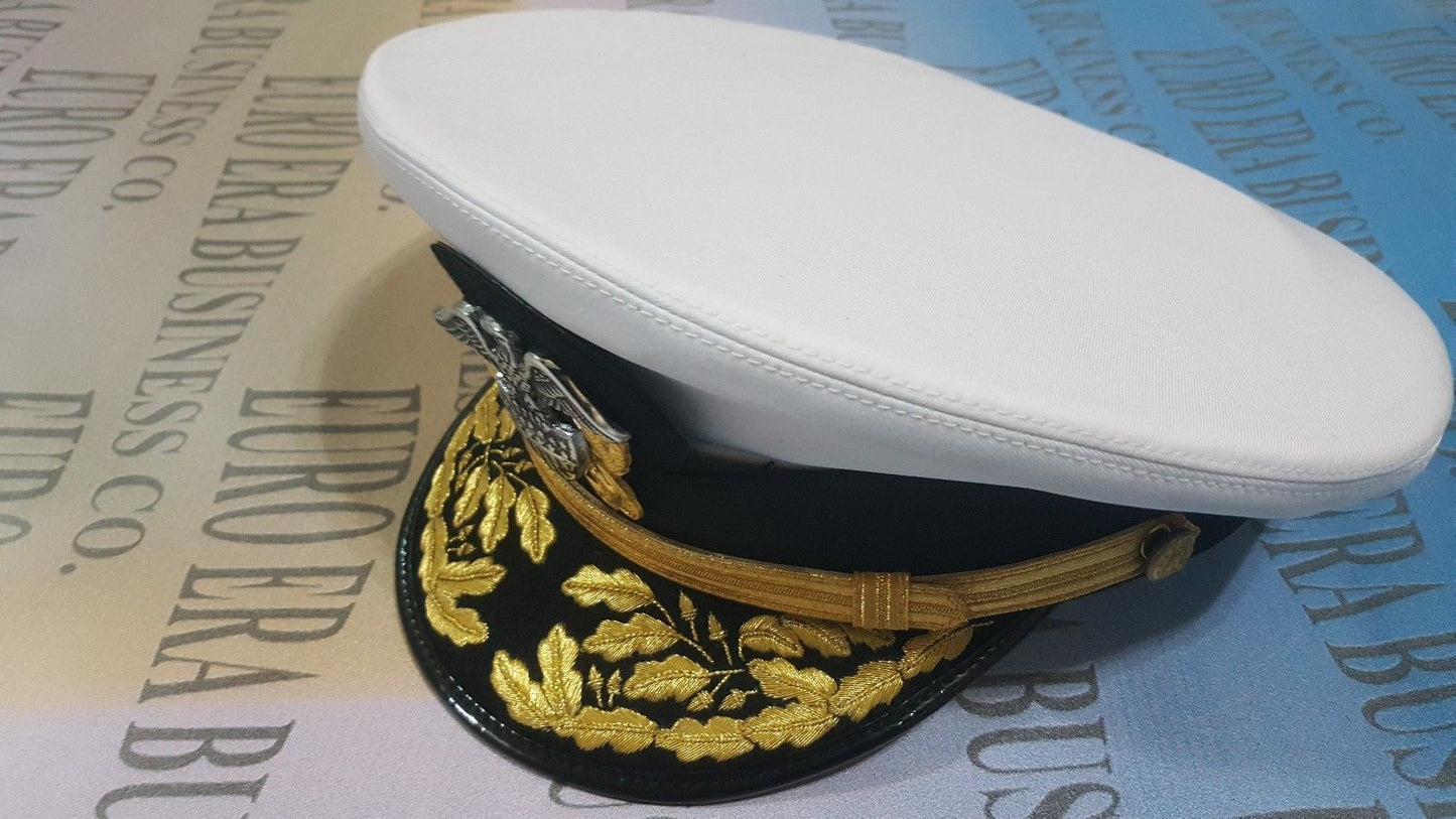 WW1 WW2 US NAVY ADMIRAL OFFICER PEAKED CAP HAT