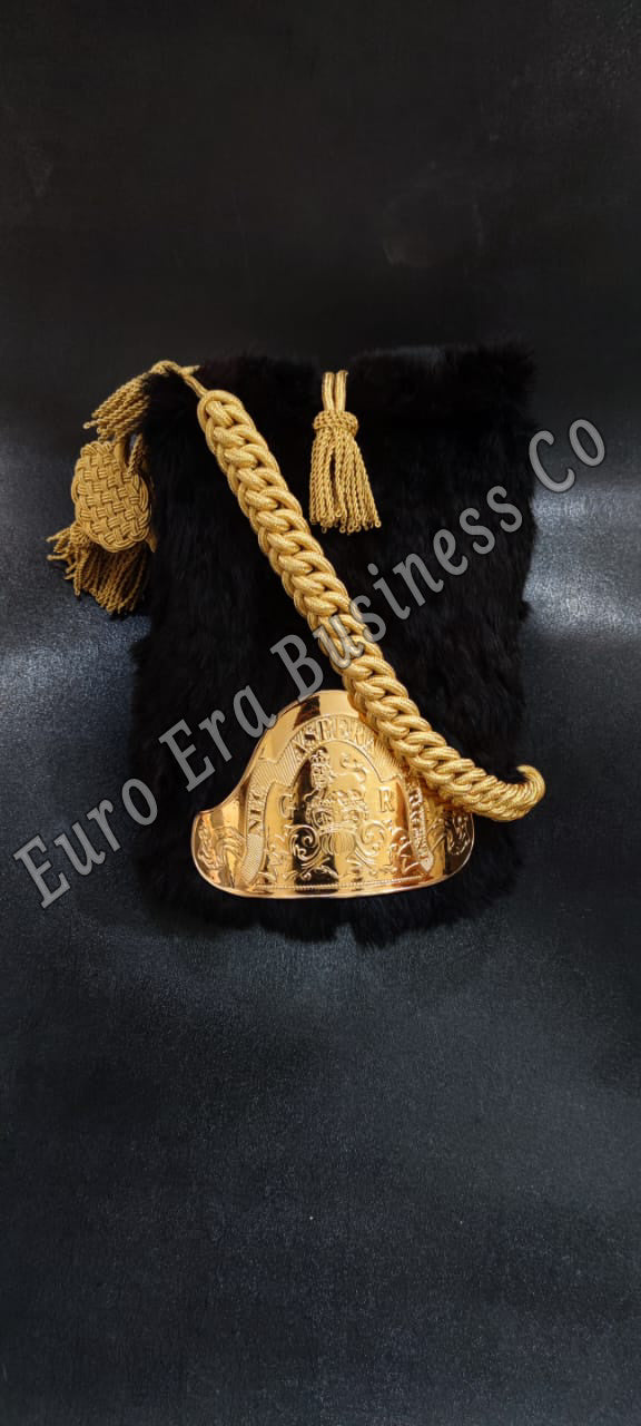 New British Grenadier Military Officer BEAR SKIN HAIR HAT WITH ACCESSORIES