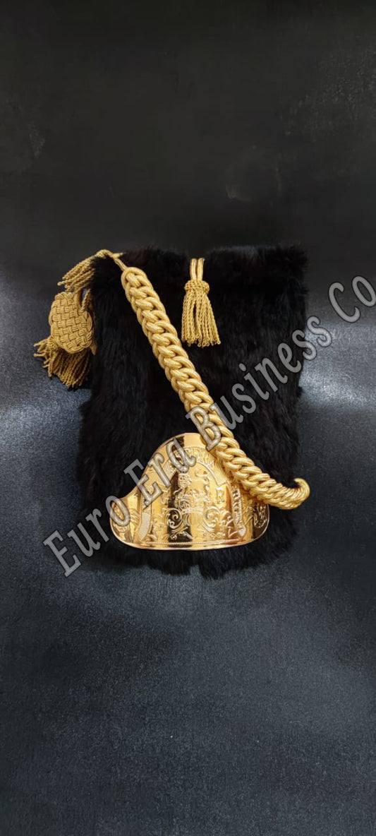 New British Grenadier Military Officer BEAR SKIN HAIR HAT WITH ACCESSORIES