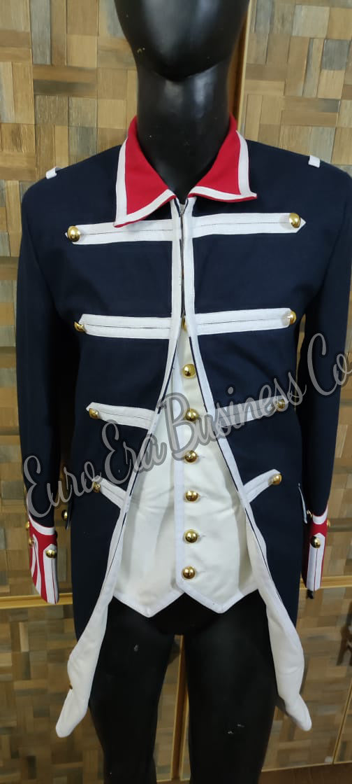 Napoleonic Regency Naval Admiral Captain Frock Coat With Waistcoat