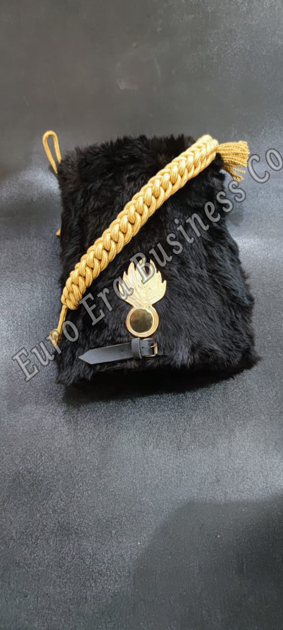 New British Grenadier Military Officer BEAR SKIN HAIR HAT WITH ACCESSORIES