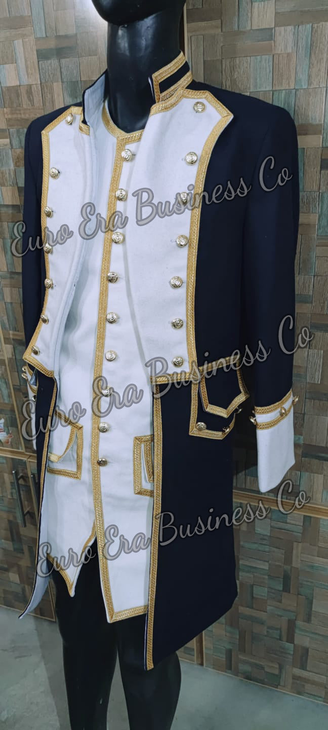 Napoleonic Regency Naval Admiral Captain Frock Coat With Waistcoat