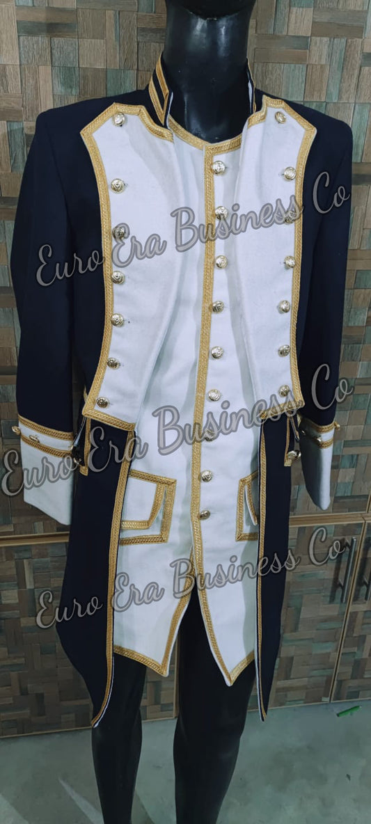 Napoleonic Regency Naval Admiral Captain Frock Coat With Waistcoat