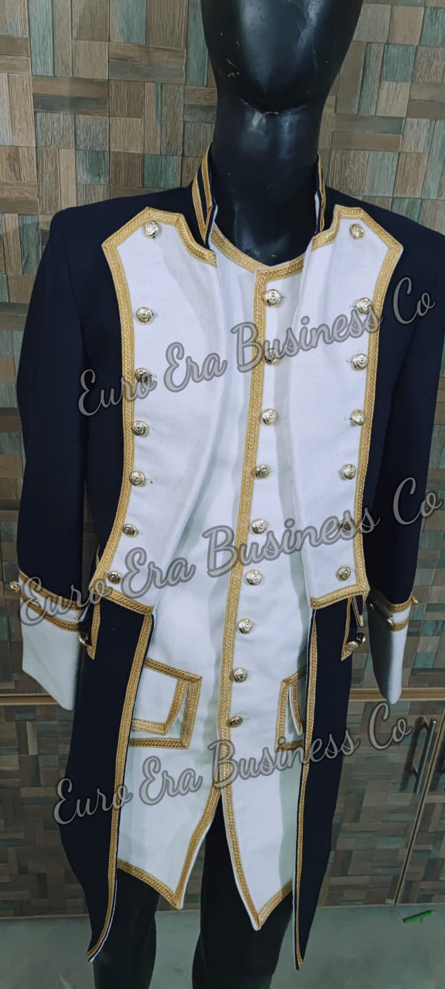 Napoleonic Regency Naval Admiral Captain Frock Coat With Waistcoat