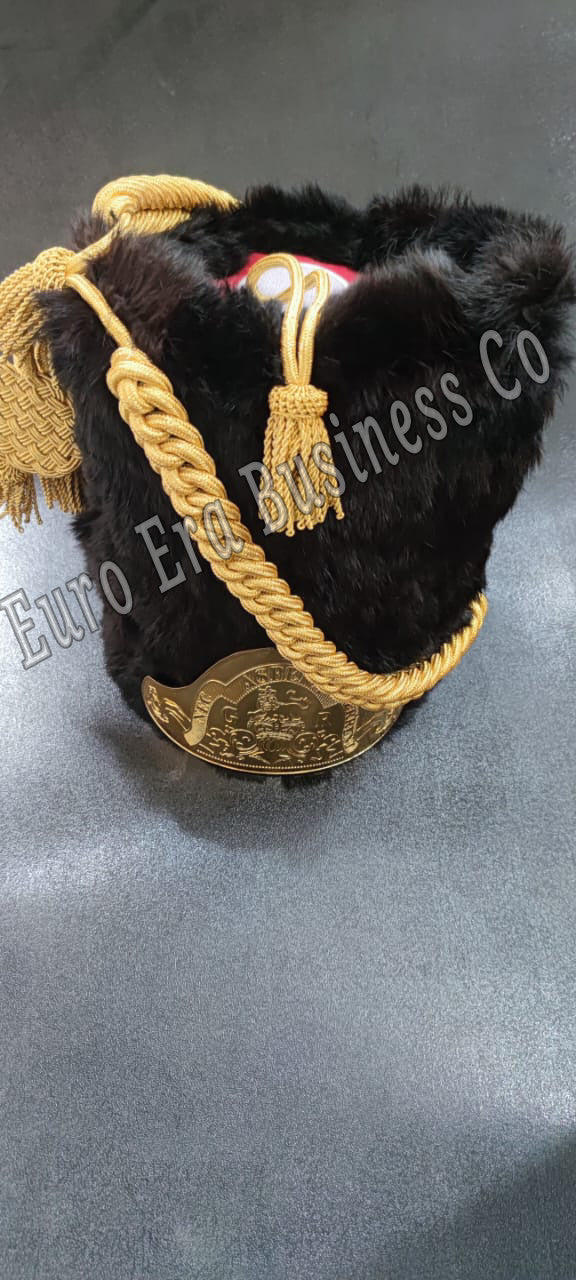 New British Grenadier Military Officer BEAR SKIN HAIR HAT WITH ACCESSORIES