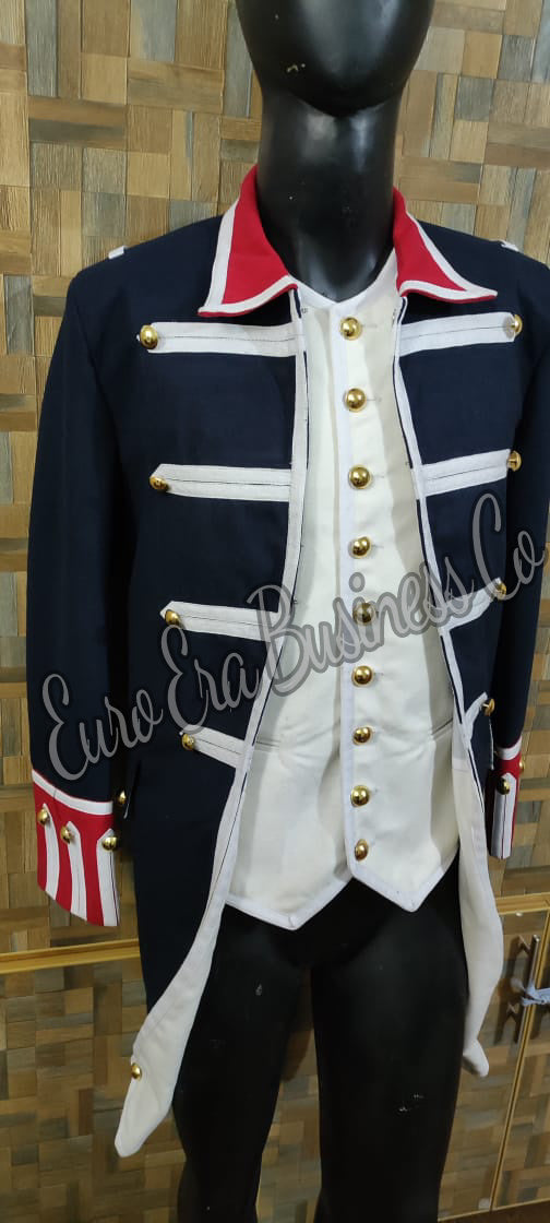 Napoleonic Regency Naval Admiral Captain Frock Coat With Waistcoat