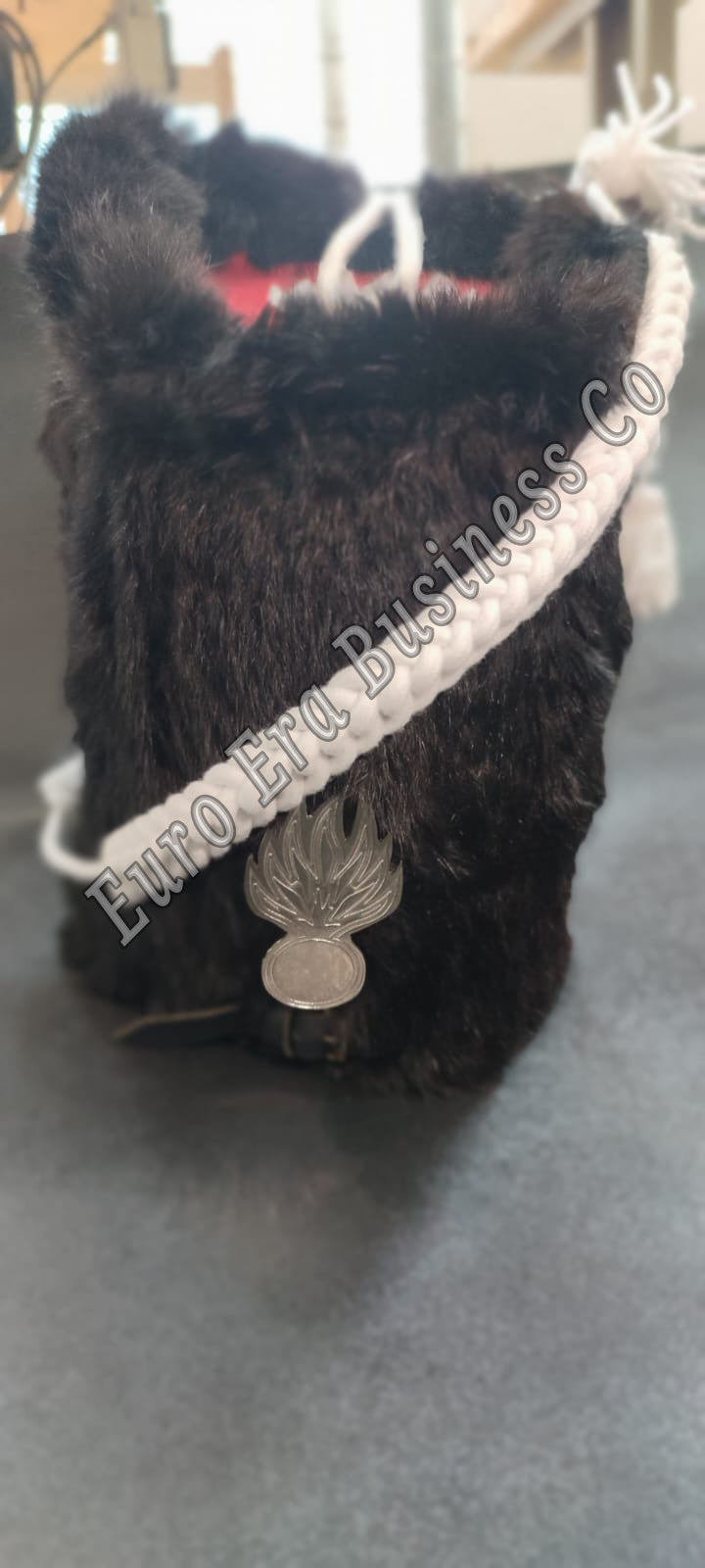 New British Grenadier Military Officer BEAR SKIN HAIR HAT WITH ACCESSORIES