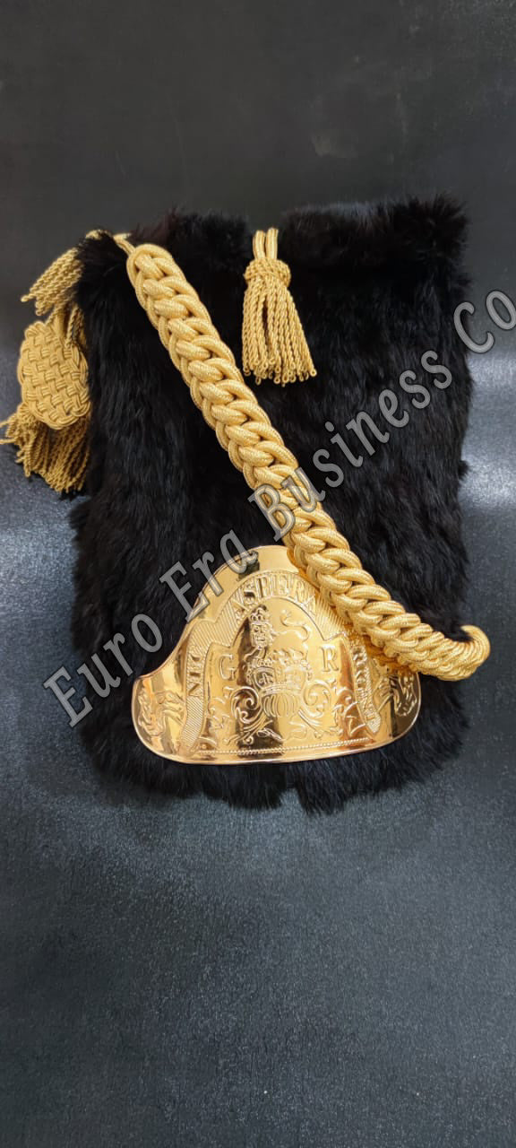 New British Grenadier Military Officer BEAR SKIN HAIR HAT WITH ACCESSORIES