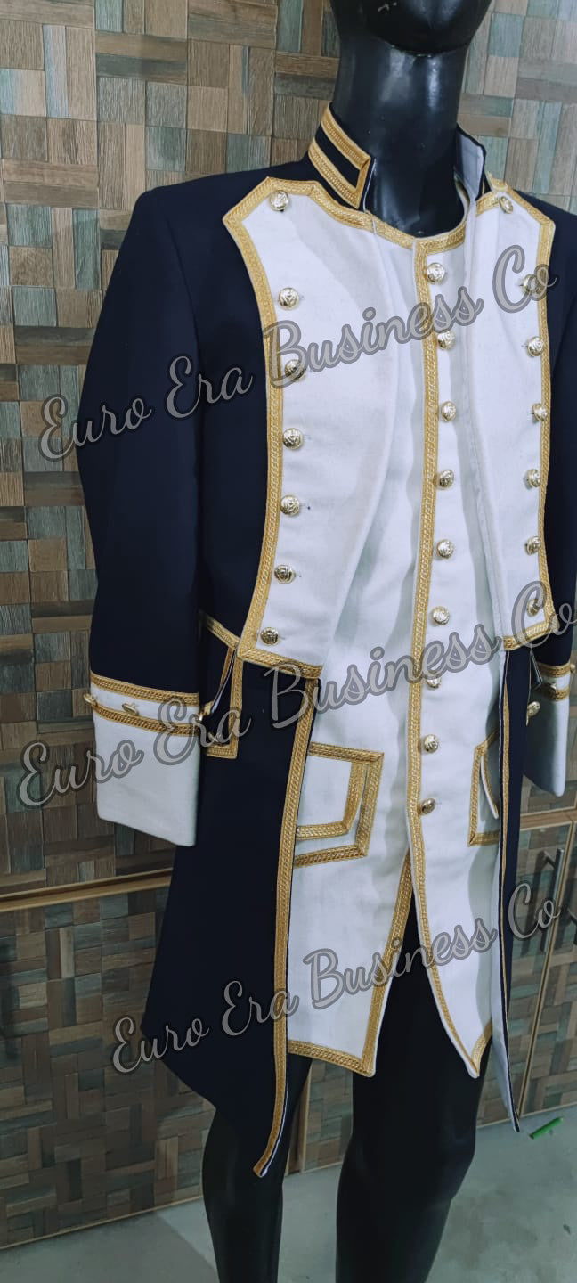 Napoleonic Regency Naval Admiral Captain Frock Coat With Waistcoat