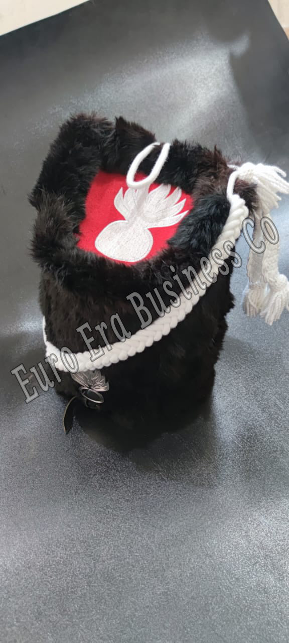 New British Grenadier Military Officer BEAR SKIN HAIR HAT WITH ACCESSORIES