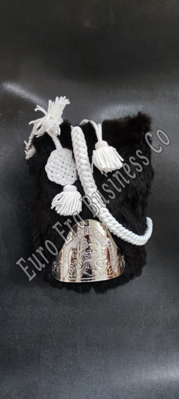 New British Grenadier Military Officer BEAR SKIN HAIR HAT WITH ACCESSORIES