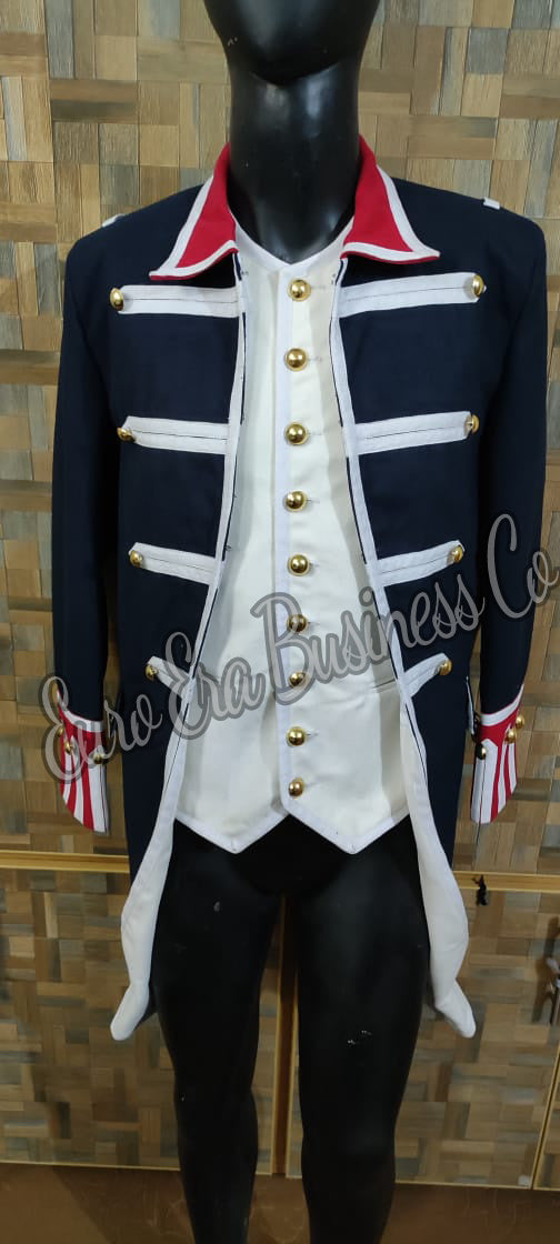 Napoleonic Regency Naval Admiral Captain Frock Coat With Waistcoat