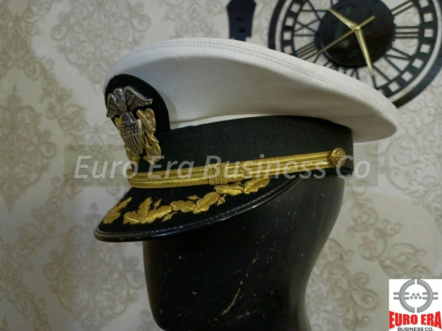 WW1 WW2 US NAVY CAPTAIN OFFICER PEAKED CAP HAT