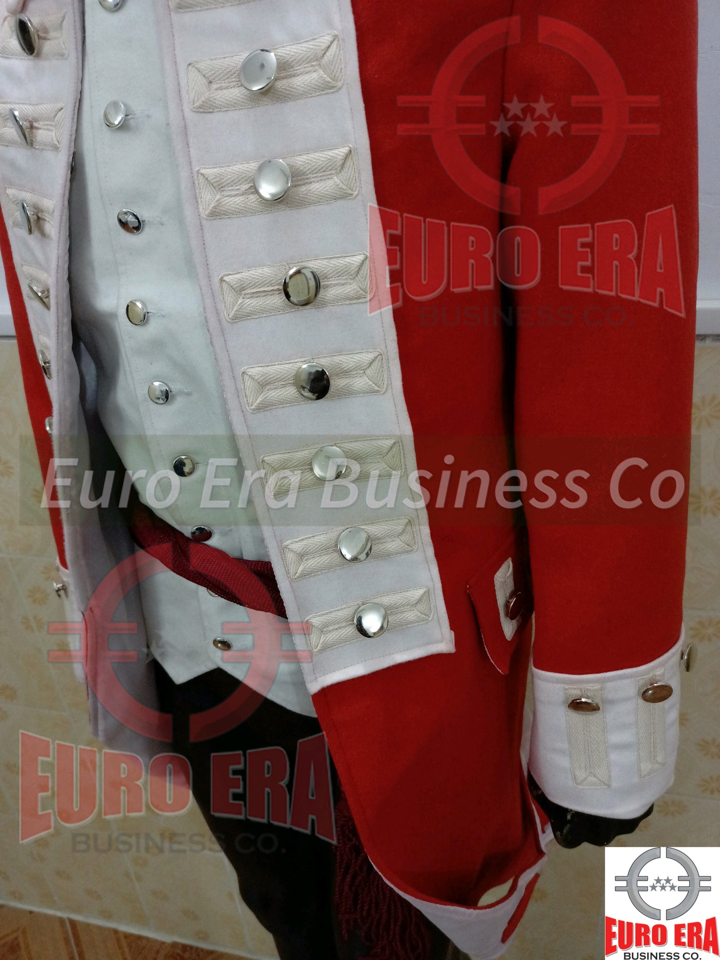 New Napoleonic British Marine Military Officer Frock Coat & Vest & Sash