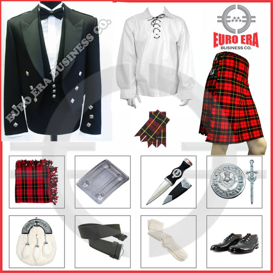 Scottish Prince Charlie Jacket & Wallace Traditional Kilt Outfit Set