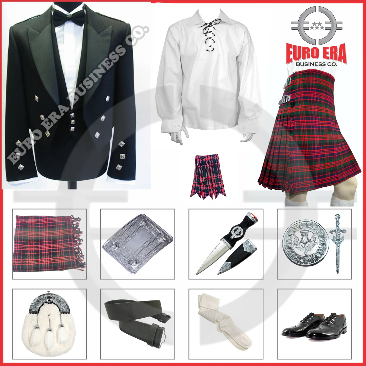 Scottish Prince Charlie Jacket & MacDonald Traditional Kilt Outfit Set