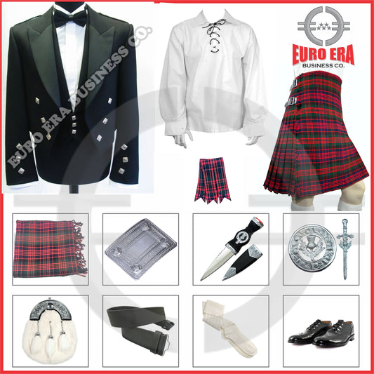 Scottish Prince Charlie Jacket & MacDonald Traditional Kilt Outfit Set