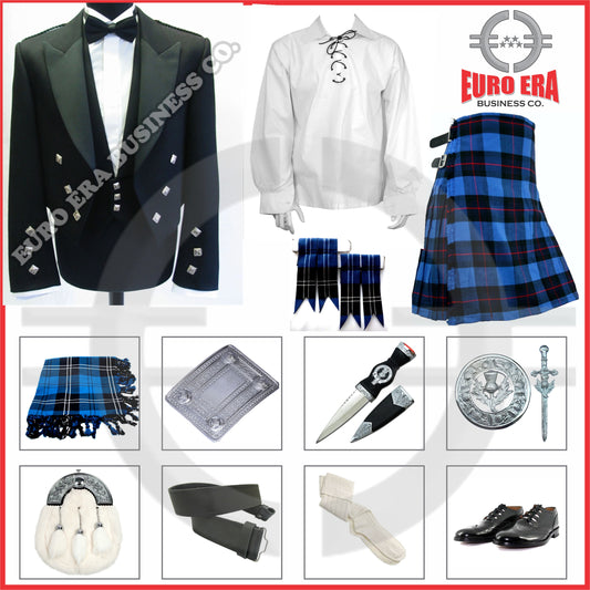 Scottish Prince Charlie Jacket & Ramsay Blue Kilt Outfit Set