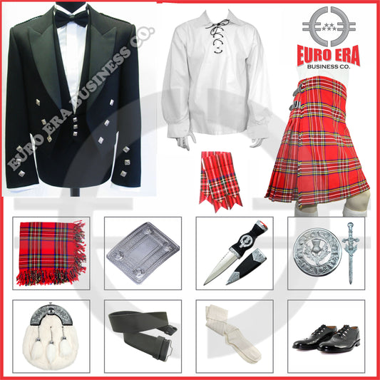 Scottish Prince Charlie Jacket & Royal Stewart Kilt Outfit Set