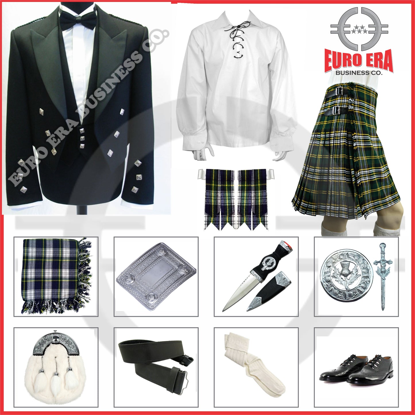 Scottish Prince Charlie Jacket & Dress Gordon Kilt Outfit Set