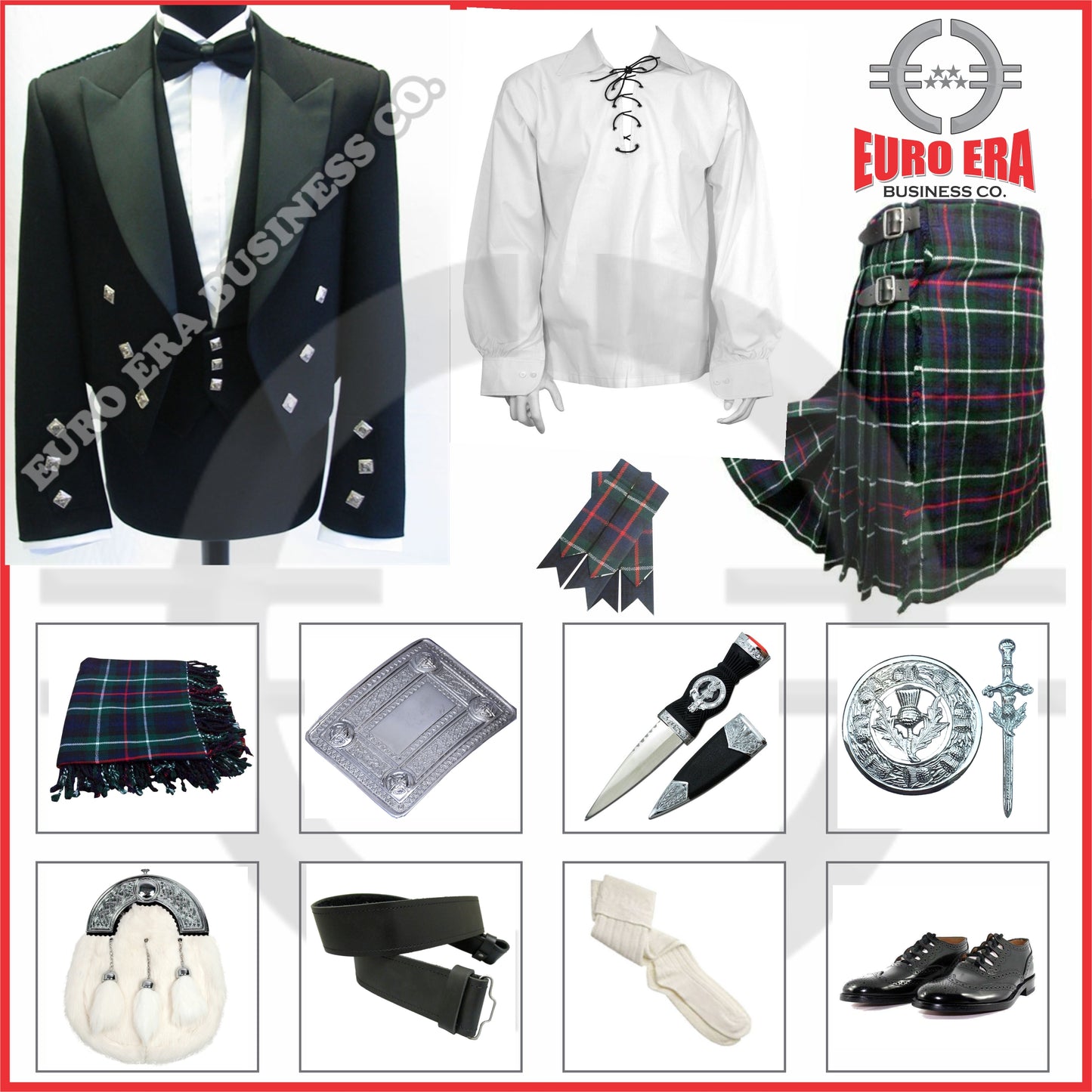 Scottish Prince Charlie Jacket & Mackenzie Kilt Outfit Set